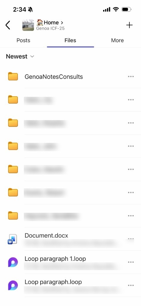 Home channel Files tab