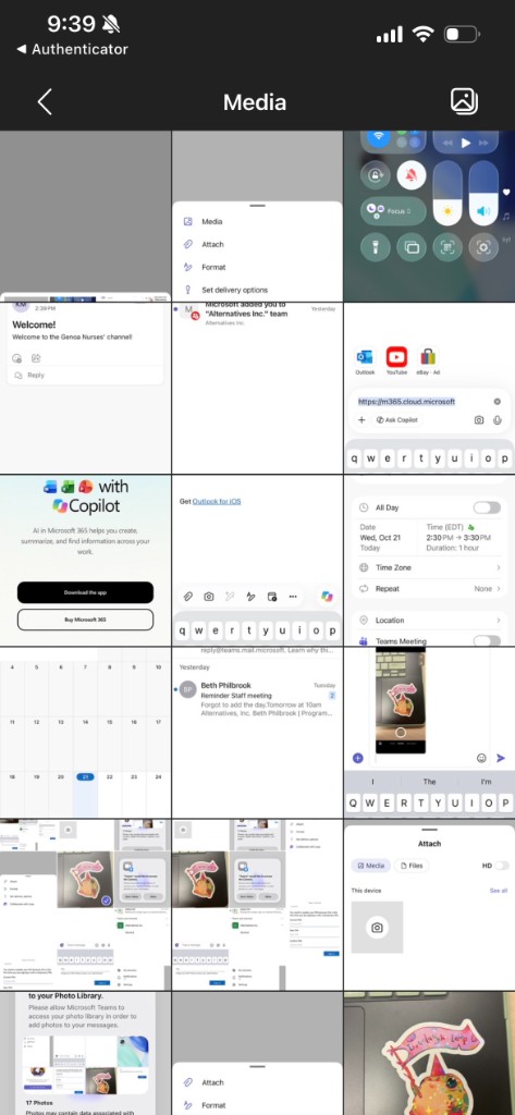 Media screen with photos you can swipe through