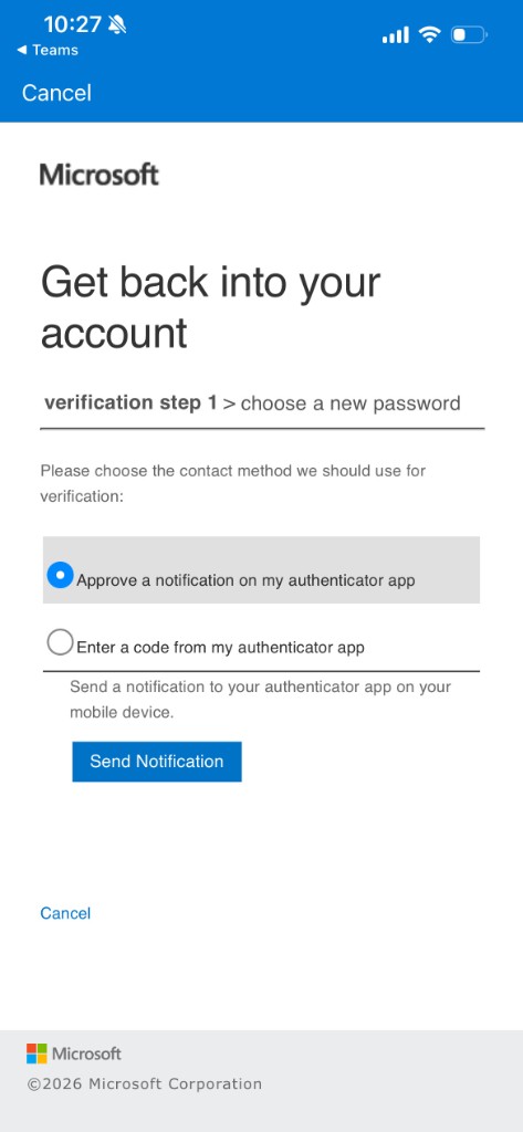 Verification choices with Approve a notification selected and a Send Notification button