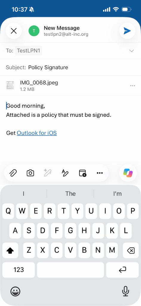 A new message with the new picture attached